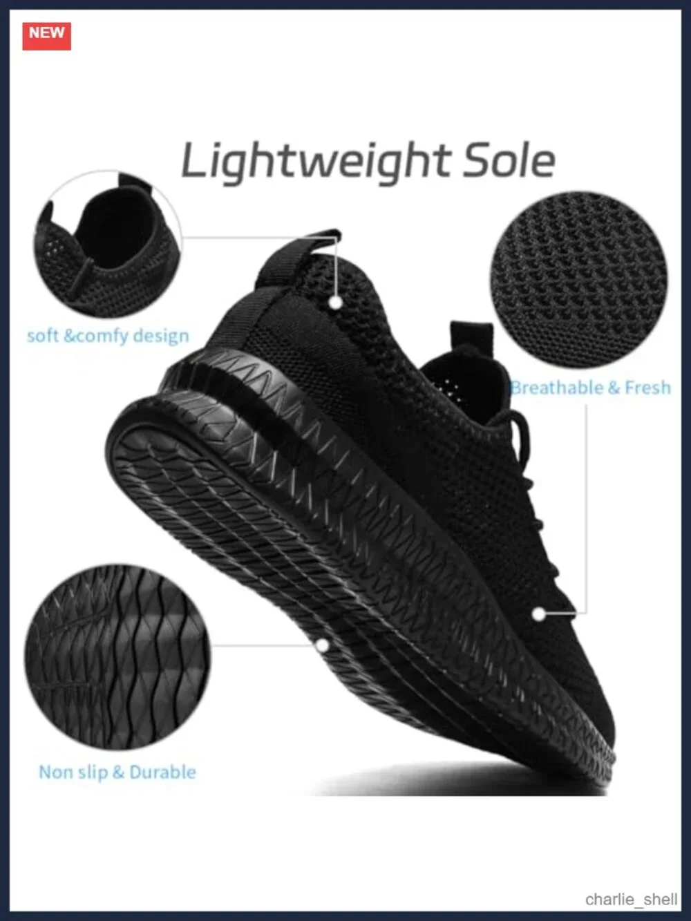Men's Lightweight Breathable Non-Slip Work Gym Sneakers Lace-Up Athletic Shoes